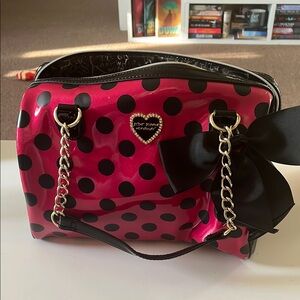 Betsey Johnson Pink and Black Polka Dot Women's Bag